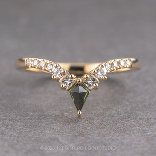 Sapphire and Diamond Wedding Band, Kite Cassiopeia Setting, 14k Yellow Gold