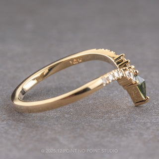 Sapphire and Diamond Wedding Band, Kite Cassiopeia Setting, 14k Yellow Gold