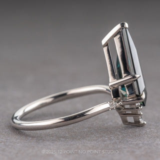 3.11 Carat Teal Kite Sapphire and Diamond Engagement Ring, Flora Setting, Platinum