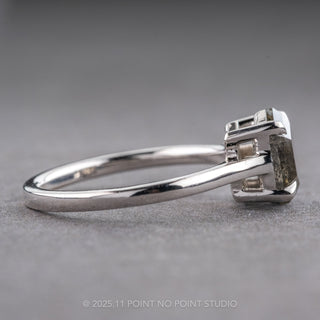 1.83 Carat Black Speckled Hexagon Diamond Engagement Ring, Lark Setting, 14K White Gold