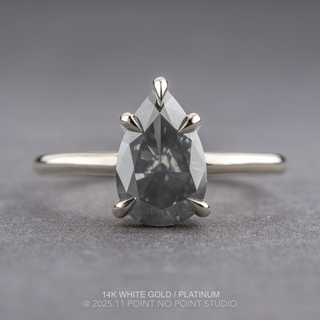 2.07 Carat Fancy Grey Pear Diamond Engagement Ring, Basket Jane Setting