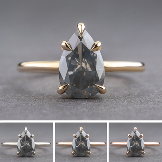2.07 Carat Fancy Grey Pear Diamond Engagement Ring, Basket Jane Setting