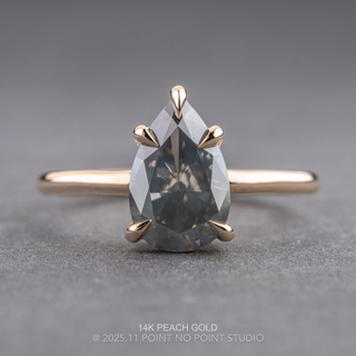 2.07 Carat Fancy Grey Pear Diamond Engagement Ring, Basket Jane Setting