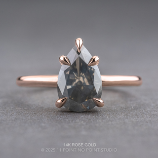 2.07 Carat Fancy Grey Pear Diamond Engagement Ring, Basket Jane Setting