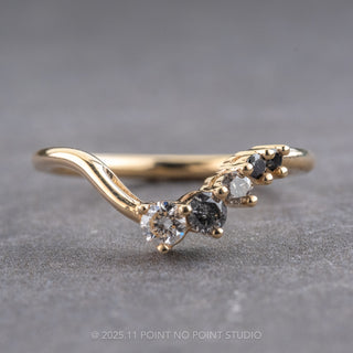 Round Diamond Wedding Band, Ombre Stevie Setting, 14K Yellow Gold