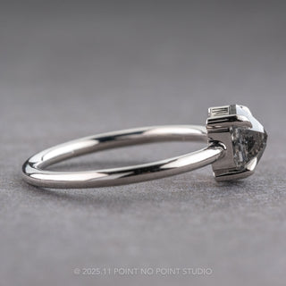 1.31 Carat Canadian Salt and Pepper Hexagon Diamond Engagement Ring, Jane Setting, Platinum