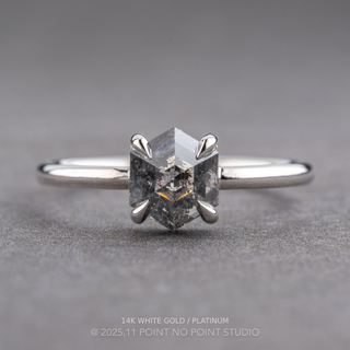 1.27 Carat Canadian Salt and Pepper Hexagon Diamond Engagement Ring, Jane Setting