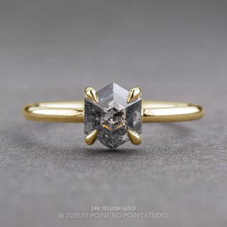 1.27 Carat Canadian Salt and Pepper Hexagon Diamond Engagement Ring, Jane Setting