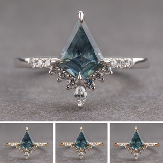 1.86 Carat Kite Montana Sapphire and Diamond Engagement Ring, Avaline Setting