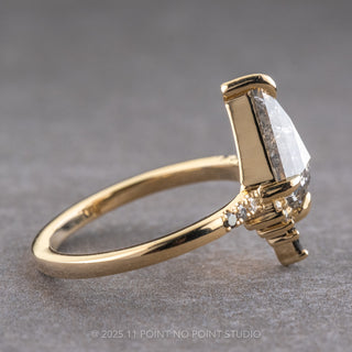 1.81 Carat Salt and Pepper Kite Diamond Engagement Ring, Ombre Avaline Setting, 14K Yellow Gold