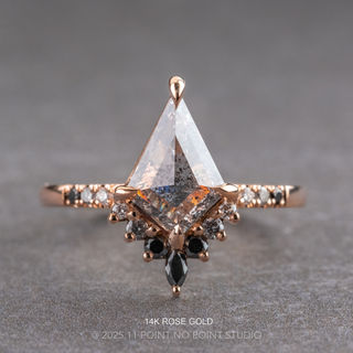 1.97 Carat Salt and Pepper Kite Diamond Engagement Ring, Ombre Avaline Setting