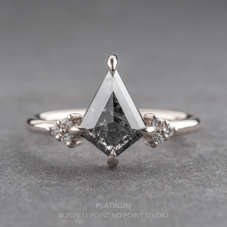 1.11 Carat Black Salt and Pepper Kite Diamond Engagement Ring, Quinn Setting