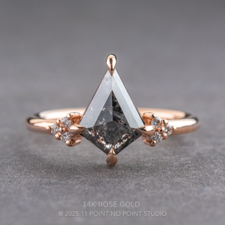 1.11 Carat Black Salt and Pepper Kite Diamond Engagement Ring, Quinn Setting