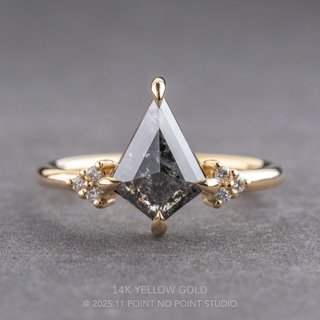 1.11 Carat Black Salt and Pepper Kite Diamond Engagement Ring, Quinn Setting