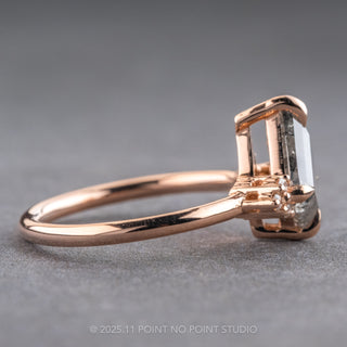 1.32 Carat Salt and Pepper Kite Diamond Engagement Ring, Quinn Setting, 14k Rose Gold