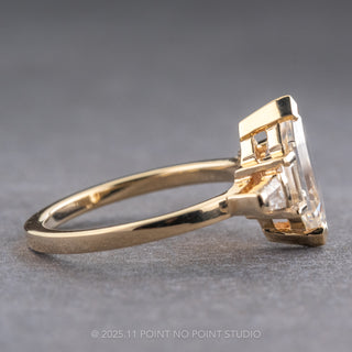 2.15 Carat Hexagon Moissanite Engagement Ring, Bess Setting, 14k Yellow Gold