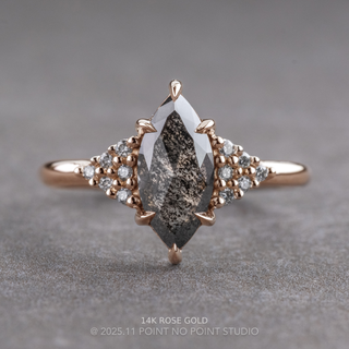 1.71 Carat Black Salt and Pepper Marquise Diamond Engagement Ring, Quinn Setting