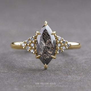 1.71 Carat Black Salt and Pepper Marquise Diamond Engagement Ring, Quinn Setting