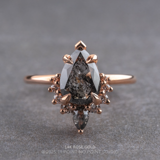 2.09 Carat Black Speckled Pear Diamond Engagement Ring, Ava Setting