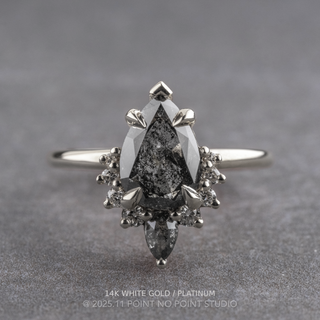 2.09 Carat Black Speckled Pear Diamond Engagement Ring, Ava Setting