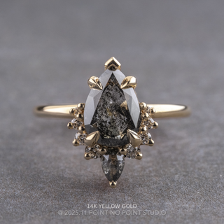 2.09 Carat Black Speckled Pear Diamond Engagement Ring, Ava Setting