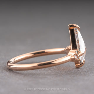 1.01 Carat Kite Moissanite and Diamond Engagement Ring, Quinn Setting, 14k Rose Gold