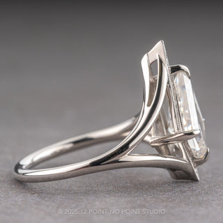 1.66 Carat Kite Moissanite and Diamond Engagement Ring, Arwen Setting, Platinum