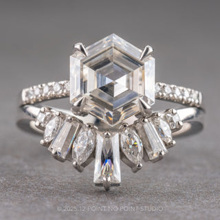 2.41 Carat Hexagon Moissanite Engagement Ring, Jules Setting, Platinum