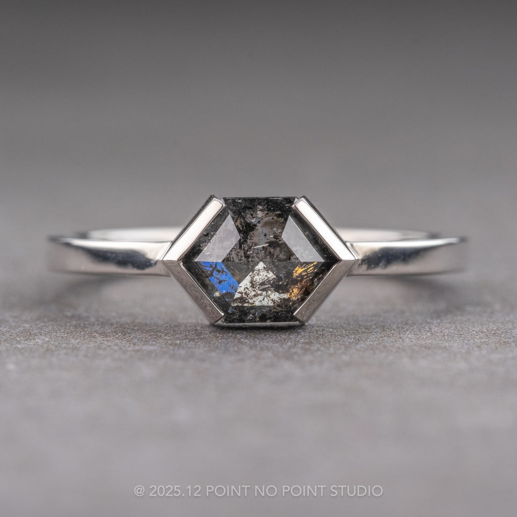 Black Speckled Diamond Engagement Ring, Point No Point Studio