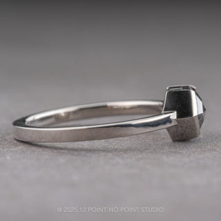 1.04 Carat Black Speckled Hexagon Diamond Engagement Ring, Charlize Setting, Platinum