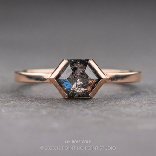 1.17 Carat Black Salt and Pepper Hexagon Diamond Engagement Ring, Charlize Setting