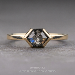 1.17 Carat Black Salt and Pepper Hexagon Diamond Engagement Ring, Charlize Setting
