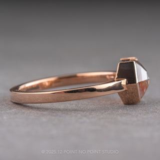1.22 Carat Orange Salt and Pepper Hexagon Diamond Engagement Ring, Charlize Setting, 14k Rose Gold