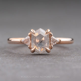 1.11 Carat Icy White Hexagon Diamond Engagement Ring, Zoe Setting, 14K Rose Gold