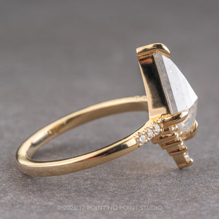 1.70 Carat Icy White Kite Diamond Engagement Ring, Avaline Setting, 14K Yellow Gold