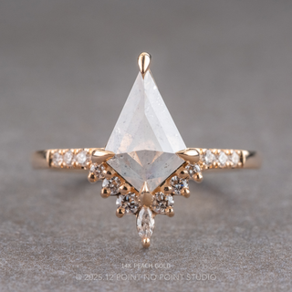 2.55 Carat Icy Salt and Pepper Kite Diamond Engagement Ring, Avaline Setting