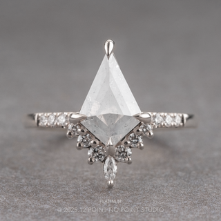 2.55 Carat Icy Salt and Pepper Kite Diamond Engagement Ring, Avaline Setting