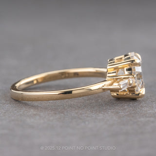 2.35 Carat Octagon Moissanite Engagement Ring, Betty Setting, 14k Yellow Gold