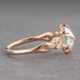 1.62 Carat Hexagon Moissanite Engagement Ring, Winona Setting, 14k Rose Gold
