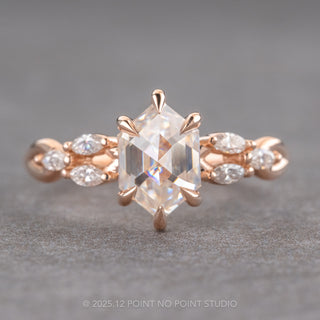 Hexagon Moissanite Engagement Ring, Winona Setting