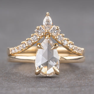 1 Carat Clear Pear Diamond Engagement Ring, Charlize Setting, 14K Yellow Gold