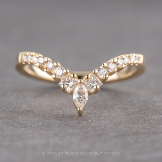 White Diamond Marquise Wedding Band, Willa Setting, 14K Yellow Gold