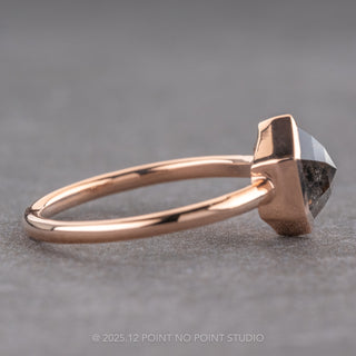 2 Carat Black Speckled Hexagon Diamond Engagement Ring, Bezel Jane Setting, 14K Rose Gold