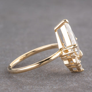 2.11 Carat Kite Moissanite Engagement Ring, Wren Setting, 14k Yellow Gold