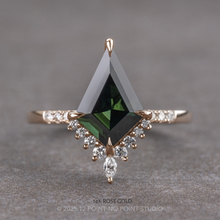 2.09 Carat Teal Kite Sapphire and Diamond Engagement Ring, Avaline Setting