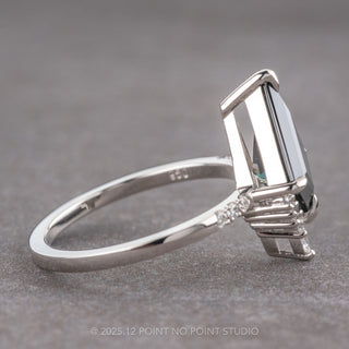 2.40 Carat Teal Kite Sapphire and Diamond Engagement Ring, Avaline Setting, Platinum