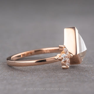 1.48 Carat Salt and Pepper Kite Diamond Engagement Ring, Bezel Quinn Setting, 14K Rose Gold