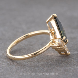 2.40 Carat Green Kite Sapphire and Diamond Engagement Ring, Aubrey Setting