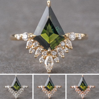 2.40 Carat Green Kite Sapphire and Diamond Engagement Ring, Aubrey Setting