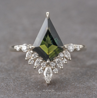 2.40 Carat Green Kite Sapphire and Diamond Engagement Ring, Aubrey Setting